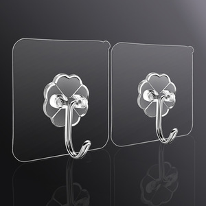 Self Adhesive Door <strong>Wall</strong> Sticky Hanger <strong>Hooks</strong> Suction Waterproof <strong>Wall</strong> Storage Sucker Kitchen Bathroom Transparent <strong>Wall</strong> <strong>Hook</strong> - Product Image 1