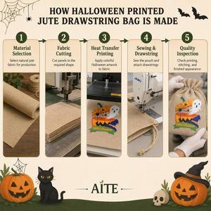 Borsa Regalo Personalizzata in Juta per Halloween, Sacchetto per la Spesa con Chiusura a Spalla a Forma di Zucca Cartoon, Decorazioni per Feste e Caffè - Product Image 5