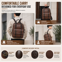 Sac à dos vintage en cuir PU grande capacité, sac à dos de voyage décontracté avec poche à rabat avant pour les trajets quotidiens