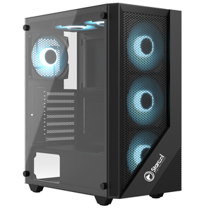 PC-Custom-Hülle Mittelturm gehärtetes Glas Gaming-Computerhülle M-ATX PC-Hülle Gamer