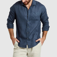 Chemises en lin pour hommes Vêtements de bureau Respirant Marque personnalisée Casual T-shirts de qualité pour hommes