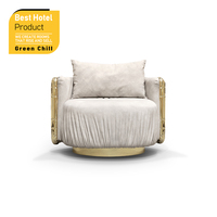 Fauteuil rond moderne de luxe, meubles de salon, fauteuil d'appoint haut de gamme, design haut de gamme, rembourré, avec base en laiton pour la maison, la villa