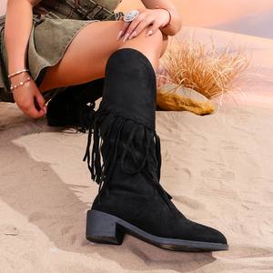 Bottes de cowboy personnalisées pour femmes, en cuir et denim marron, style western, chaussures de travail pour femmes - Product Image 3