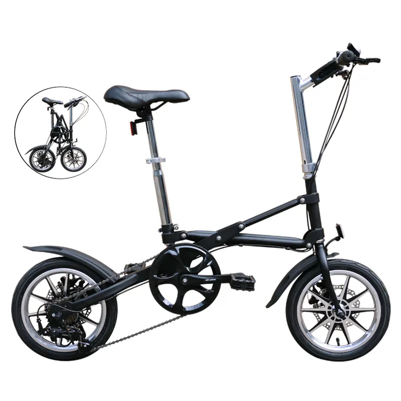 CMSBIKE one second quick folding bike 14 inch carbon steel unisex mini portable folding bicycle for adults