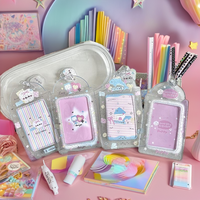 MOQ Rendah, Custom, Lucu, Gaya Korea, Penutup Kancing PVC, 3 in 1 Penutup Kartu, Tempat Photocard Kpop, Penampung Foto Bintang, untuk Kolektor Foto