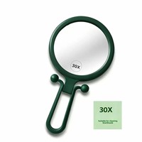 High-end 20x 30x 60x Magnifying Makeup Mirror; Foldable Compact Handheld Round Mirror with Electroplated Finish Plastic Frame