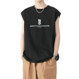เสื้อยืดโพลีคอตตอนแขนกุดสำหรับผู้ชาย, เสื้อยืดลำลองพิมพ์ลายพัฟ - Product Image 5