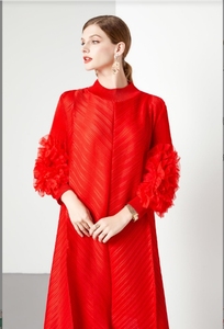 Robe mi-longue ample surdimensionnée plissée à la mode pour femmes - Product Image 5