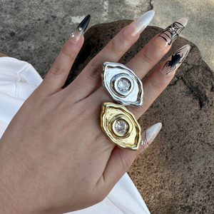 Anillos de Zirconia de Moda 2025, Anillos de Cobre Chapados en Oro de 18K con Dije de Ojo, Ajustables para Unisex, Mujeres y Hombres, para Bodas y Fiestas, Alta Calidad - Product Image 2