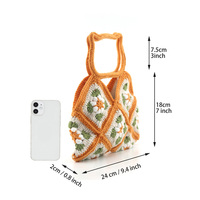 Nouveau design fait main tête de chat poignée fleur crochet patch travail crochet femmes sacs à main
