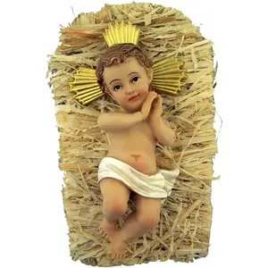 Trẻ sơ sinh Jesus Christ trong nôi 2 mảnh nhựa giáng sinh bức tượng Chúa giáng sinh, 7 inch