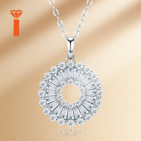 Colliers pour femmes en argent 925 plaqué rhodium, avec moissanite baguette géométrique moderne, pavé premium, grappe conique et chaîne ouverte