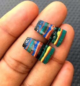 2 pièces naturel arc-en-ciel calsilice Cabochon lisse fantaisie forme pierre perles pour bijoux Bracelet collier fabrication de pierres en gros - Product Image 4