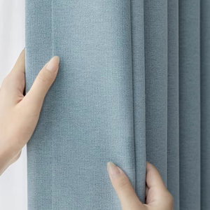 Grosir tirai kain Linen poliester mewah kain tirai gelap tinggi biru langit untuk kamar tidur ruang tamu Hotel jendela - Product Image 1