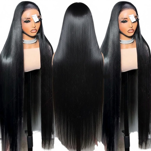 Pelucas de Cabello Humano Virgen Indio de 14 Pulgadas con Frente de Encaje HD, Lisas, Pre-Desplumadas, con Cutícula Alineada, 13X4 - Product Image 1