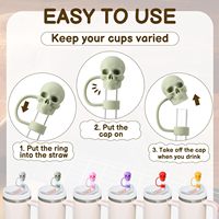 2025 populaire Halloween crâne paille Topper Goth Silicone pailles couverture capuchon pour tasses à boire gobelet Toppers décoration cadeau