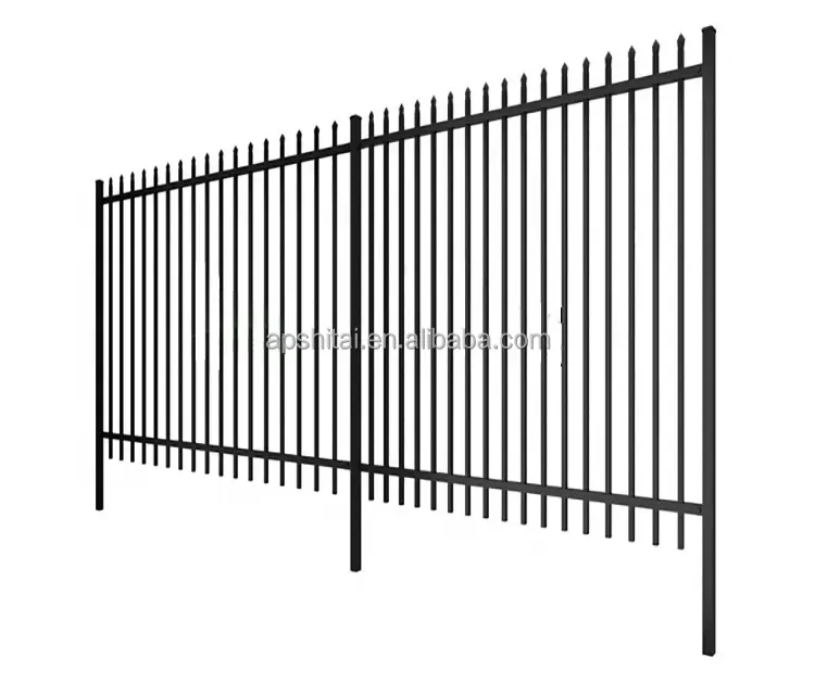 Toptan 6ftx8ft bahçe siyah metal çitler ferforje çelik kare boru çit tasarım pakistan fiyatları Minimalist eskrim kapısı