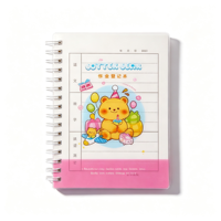 Cuaderno Espiral A6 con Diseño de Oso de Dibujos Animados, 90 Hojas, 80GSM, para Tareas Escolares, Venta al Por Mayor