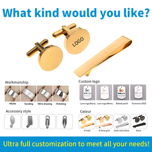 Nhà Máy Bán buôn tùy chỉnh khắc tên logo thời trang vàng Khuy măng sét và trống Tie Pin Clip Set người đàn ông với hộp quà tặng bằng gỗ cho nam giới - Product Image 6