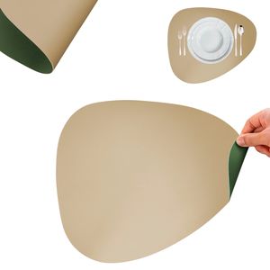Set de table double face en similicuir 45x37 cm, couleur biscuit et vert - Product Image 1