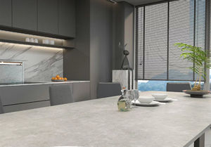 Exquisita encimera de piedra sinterizada gris <span class=keywords><strong>cemento</strong></span> de 2700*1220*20 mm con acabado mate. - Product Image 5