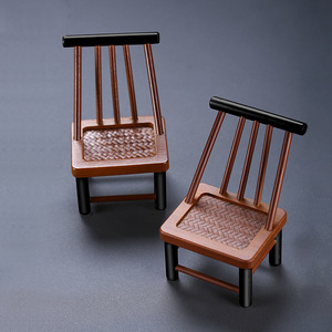 Mini Chinese Style Chair Desktop Ornament Handmade Bamboo Woven Living Room Tea Room Decor Collectible Phone Stand - Product Image 1