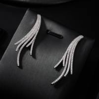 260306 Parure de bijoux de luxe pour mariage et mariée en laiton et zircon, 4 pièces, motif aile à franges, comprenant collier ras-de-cou, boucles d'oreilles, bracelet et bague