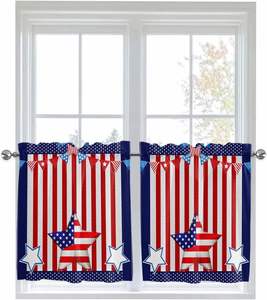 บ้านแห่งอิสรภาพเพราะความกล้าหาญ <span class=keywords><strong>ผ้า</strong></span>ม่านครัว <span class=keywords><strong>ผ้า</strong></span>ม่านลายธงชาติอเมริกัน <span class=keywords><strong>ผ้า</strong></span>ม่านตกแต่งหน้าต่างร้านกาแฟ <span class=keywords><strong>2</strong></span> แผง - Product Image 2