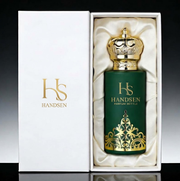 Flacon de parfum turquoise 50ml 100ml avec couvercle couronne et décor doré, conteneur de parfum personnalisé avec logo, OEM, marque privée, vente en gros