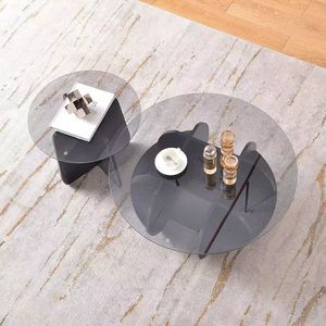 JINSHAN, decoración para sala de estar, conjunto de madera de lujo de cristal redondo nórdico, mesas de centro modernas para el hogar - Product Image 4