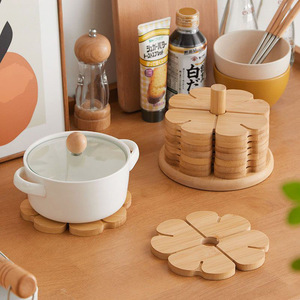 Sous-plat en bois en forme de trèfle à quatre feuilles, résistant à la chaleur, pour casserole, plat, vaisselle, dessous de plat de cuisine - Product Image 3
