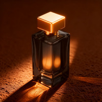 Flacon de parfum en verre transparent noir rectangulaire carré cube rechargeable OEM de luxe avec bouchon doré 50ml 75ml 100ml
