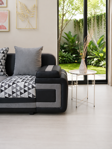 Canapé d'angle haut de gamme en forme de L avec structure en bois massif pour salon - Product Image 1