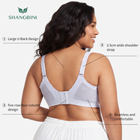 Soutien-gorge sans couture Shangbini perforé à flux d'air, grande taille, texture verticale, sans armatures, bretelles larges, effet liftant, L-5XL