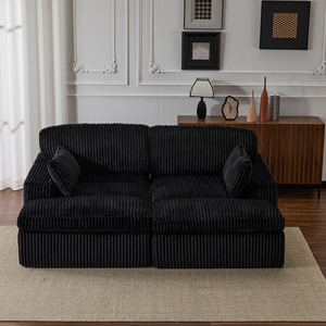 เก้าอี้พักผ่อนแบบคู่ทันสมัยขนาดใหญ่พิเศษ ปรับเอนได้ หุ้มเบาะ พร้อมฟังก์ชั่นเป็นเตียงนอน ที่นั่งลึก เหมาะสำหรับห้องนั่งเล่นและห้องนอน - Product Image 2