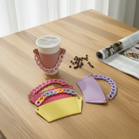 Porte-gobelet portable en cuir tendance, coloré, avec sangle, pour tasses réutilisables