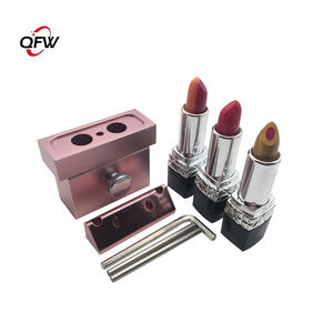 QFW ذهبي وردي 2/تجويف أحمر شفاه من الألومنيوم مرطب شفاه ثلاثة ألوان أحمر شفاه من الألومنيوم قالب أحمر شفاه من الألومنيوم ، قالب أحمر شفاه تصنعه بنفسك - Product Image 1