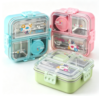 3-Fach Edelstahl Bento Lunchbox Auslaufsicher BPA-Frei Lebensmittelbehälter Mit Saucenbecher für Schule Büro Kinder