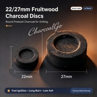CharcoalGo Meilleures ventes 22/27mm Tablettes de charbon de bois de pomme pur à allumage rapide pour Bakhoor, Chicha, Encens, Oud, Vente en gros