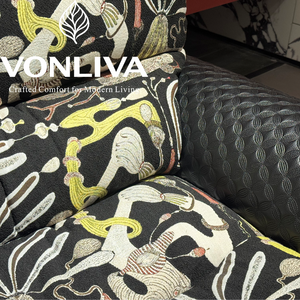 โซฟาโมดูลาร์หรูหราทันสมัย Vonliva หนังแท้ บุฟองน้ำ เบาะนั่งลึก โซฟาห้องนั่งเล่น สำหรับโรงแรม - Product Image 2