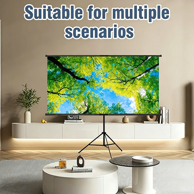 16:9 Ambient Light Rejecting Tripod Projection Screen 4K Ultra HD Stand Type Projector Screen for Daylight Home Business Use