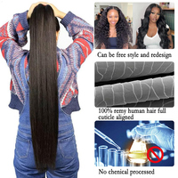 Paquetes de Cabello Humano Mixto con Cierre, Cabello Virgen Liso Natural con Cierre, Frontal de Encaje HD 12A y Paquetes de Cabello