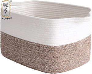 Panier tissé rectangulaire KUYUE, panier <span class=keywords><strong>de</strong></span> <span class=keywords><strong>rangement</strong></span> en corde pour serviettes et couvertures <span class=keywords><strong>de</strong></span> <span class=keywords><strong>salle</strong></span> <span class=keywords><strong>de</strong></span> <span class=keywords><strong>bain</strong></span>, panier <span class=keywords><strong>de</strong></span> <span class=keywords><strong>rangement</strong></span> <span class=keywords><strong>de</strong></span> bureau en coton pliable, sac OPP - Product Image 1