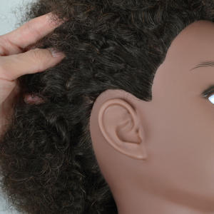 หัวตุ๊กตาหุ่นสำหรับฝึกทำผมคน100% ผมมนุษย์แบบแอฟริกันอเมริกัน - Product Image 4