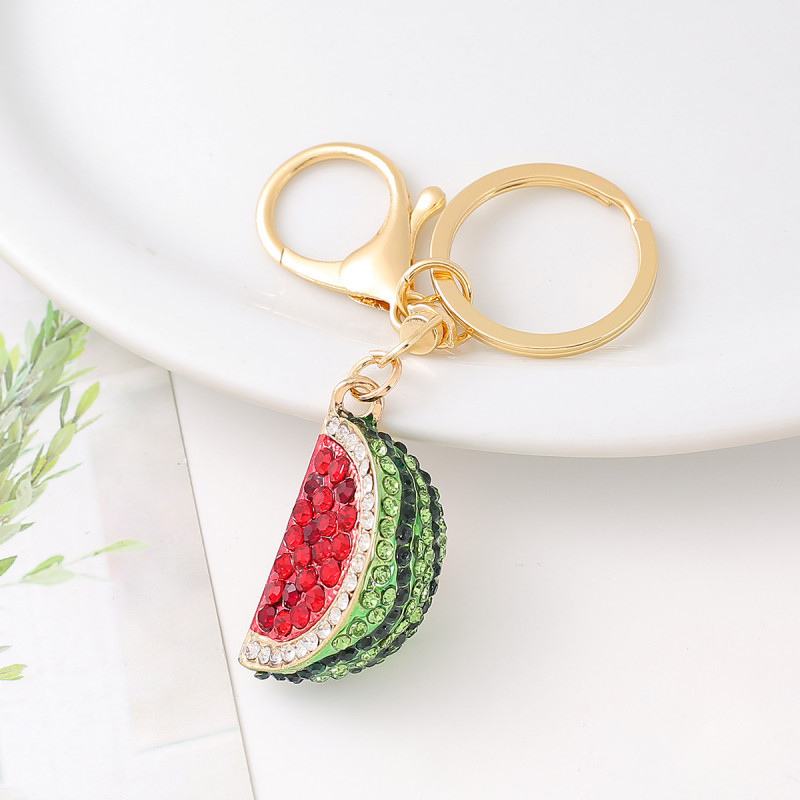 Cute Fruit Keychain Set - Stainless Steel Cherry, Watermelon, Avocado, Orange Charms - Bag Pendant & Keyring - View #9