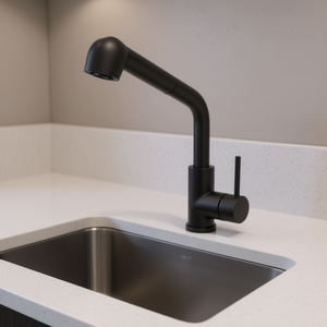 Robinet de cuisine DB à poignée unique avec douchette extractible, en acier inoxydable noir mat, pivotant à 360 degrés, modèle D0100HP99FA - Product Image 2