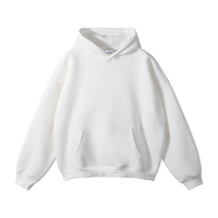 Işlemeli polar Hoodie 420gsm ağır % 100 pamuk en iyi gözden Mens damla omuz boy