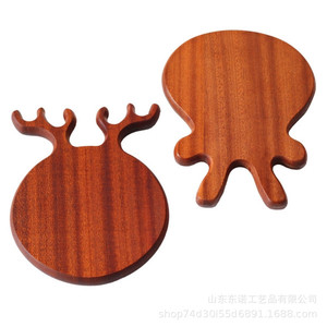 Tabla de cortar de cuerno de ciervo de madera, forma redonda, para servir frutas, postres, pizza y pan. - Product Image 5