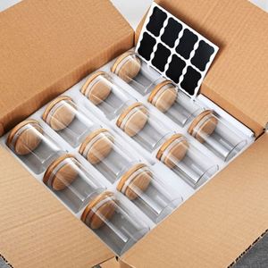 Wholesale 12 Pcs 250ml Transparent Glass Storage Spice Jars <b>Empty</b> Seasoning Jars with Bamboo Lid - Product Image 3