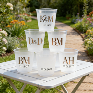 Vaso <span class=keywords><strong>de</strong></span> Plástico Esmerilado <span class=keywords><strong>de</strong></span> 16oz para Cerveza/Té con Logo Personalizado, Vasos para Fiestas/Bodas, Mini Vaso para <span class=keywords><strong>Postre</strong></span>, Monograma <span class=keywords><strong>de</strong></span> Novia 2027, Barra <span class=keywords><strong>de</strong></span> Boda - Product Image 1